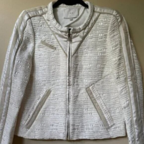 IRO Womens Felicity Jacket Ivory Size 8 ASO Kendall Jenner Silk Rocker Moto Edgy - Picture 1 of 6